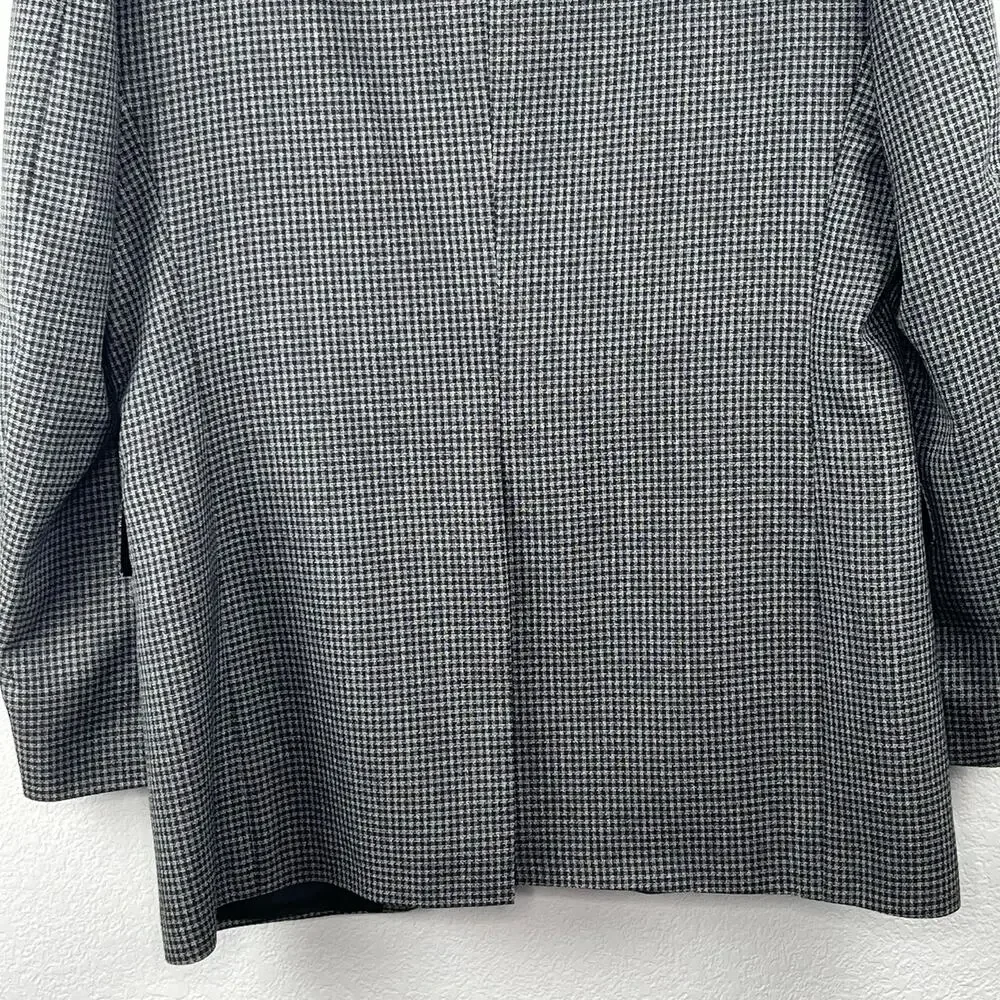 Vintage 80s 90s Haggar Black Tan Houndstooth Tweed Blazer Sport Coat 42L USA